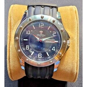 Croton Men's Black Rubber Stainless Steel Watch CA301108